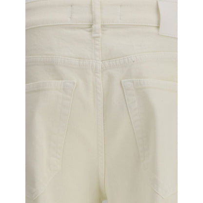 Rear view of PT Torino Cream Cotton Slim Fit Jeans showcasing five-pocket design and elegant silhouette.