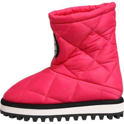Dolce & Gabbana Pink White Viscose Padded Mid Calf Boots Shoes