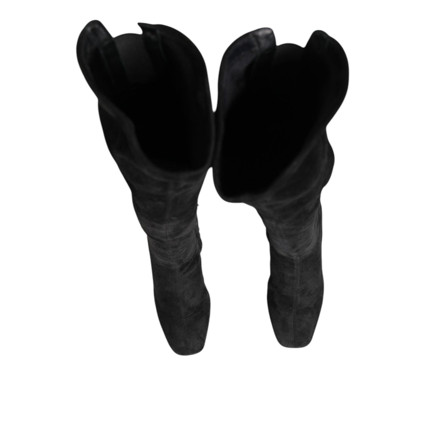 Dolce & Gabbana Black Suede Leather Knee High Boots Shoes