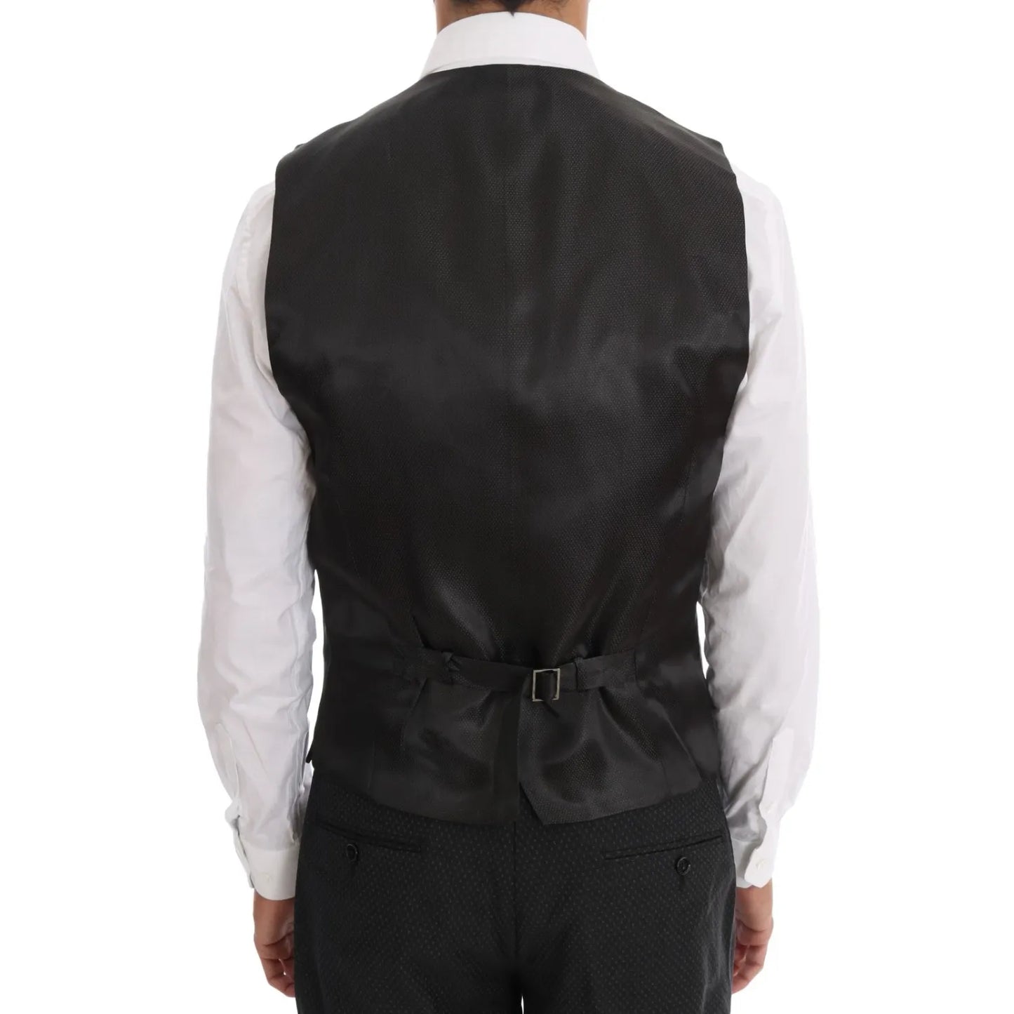 Dolce & Gabbana Gray Patterned Wool 3 Piece Slim Suit