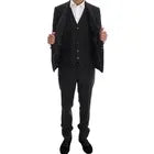 Dolce & Gabbana Gray Patterned Wool 3 Piece Slim Suit
