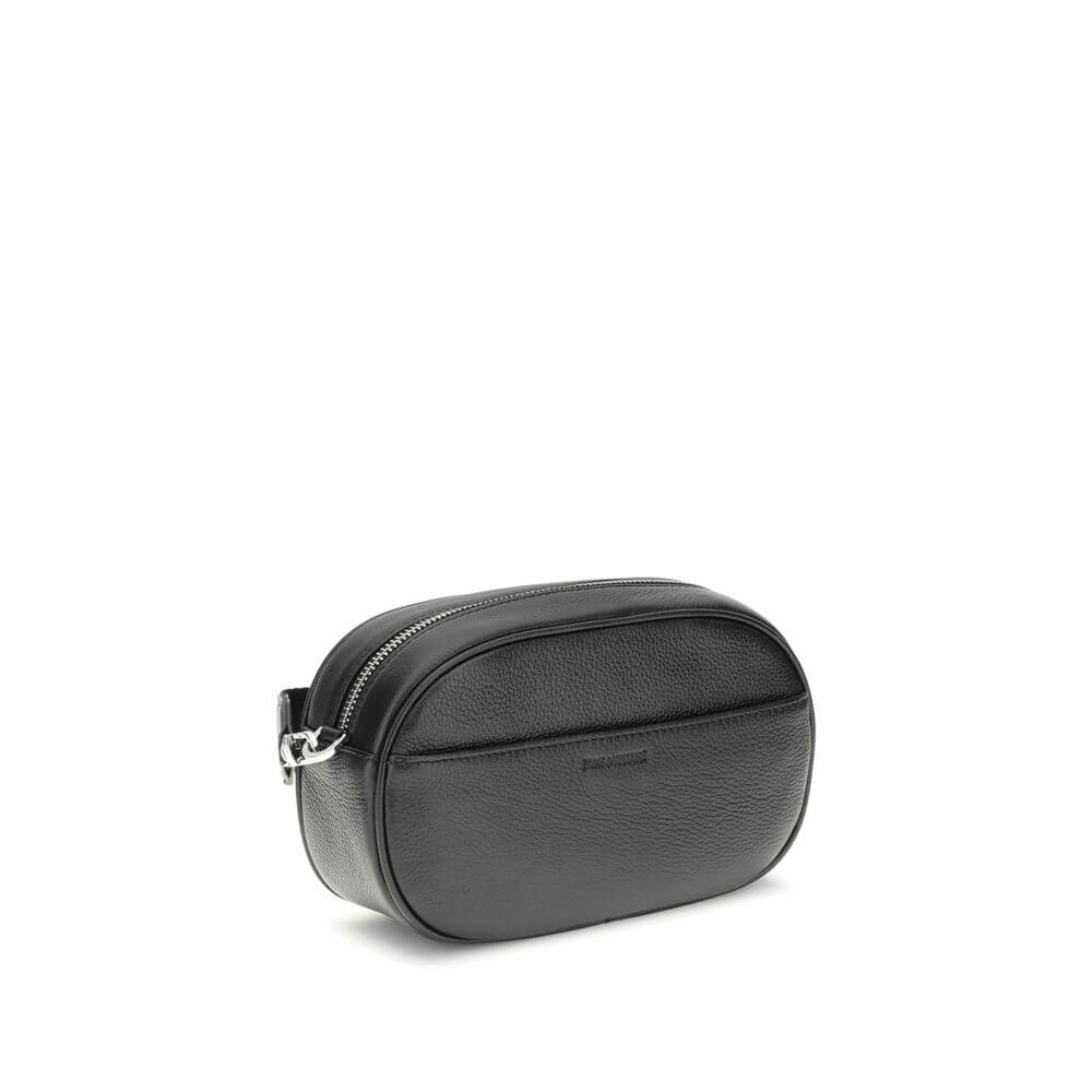 Zadig & Voltaire Black Calf Leather Bos Taurus Shoulder Bag with adjustable strap and key ring.
