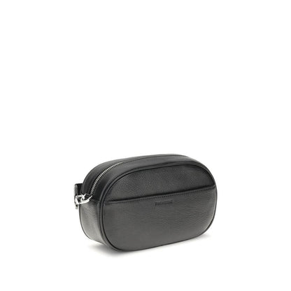 Zadig & Voltaire Black Calf Leather Bos Taurus Shoulder Bag with adjustable strap and key ring.