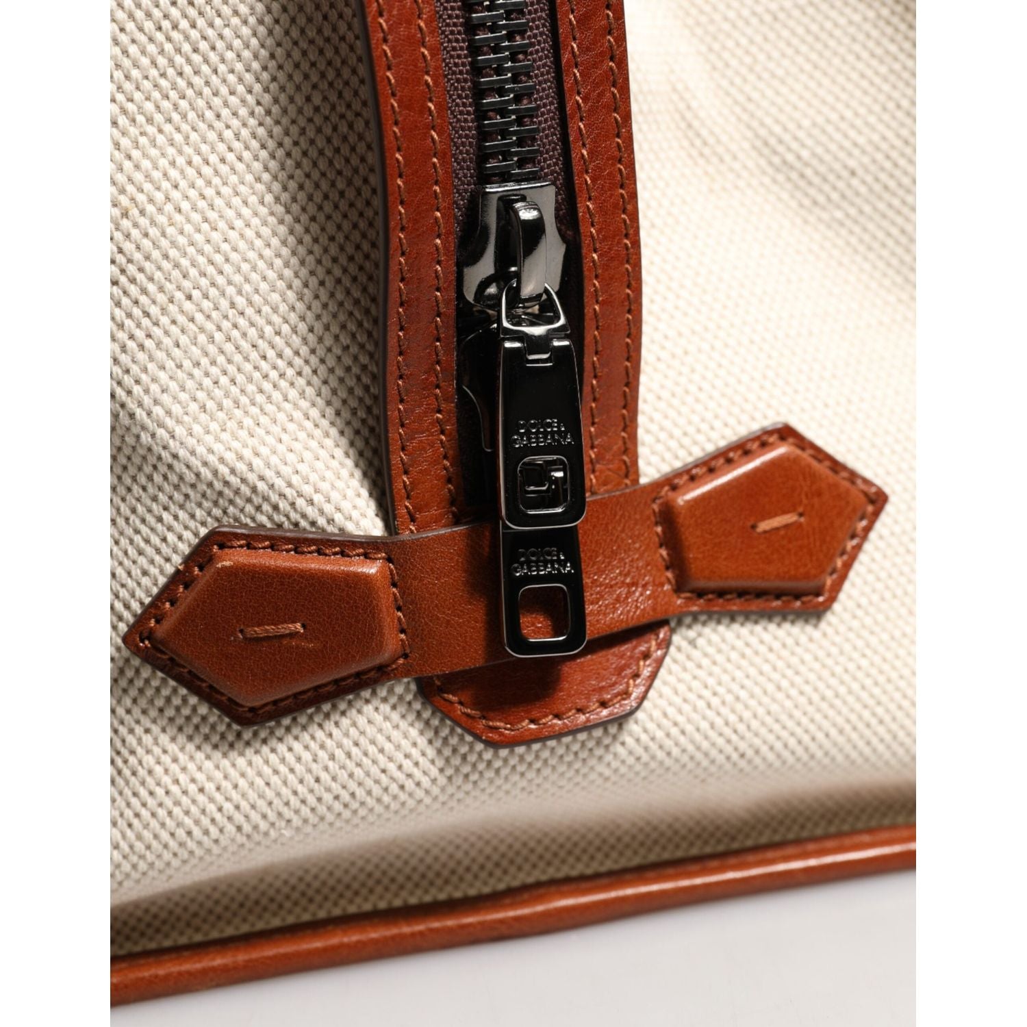 Dolce & Gabbana Beige Brown Canvas Leather EDGE Travel Men Back Pack Bag