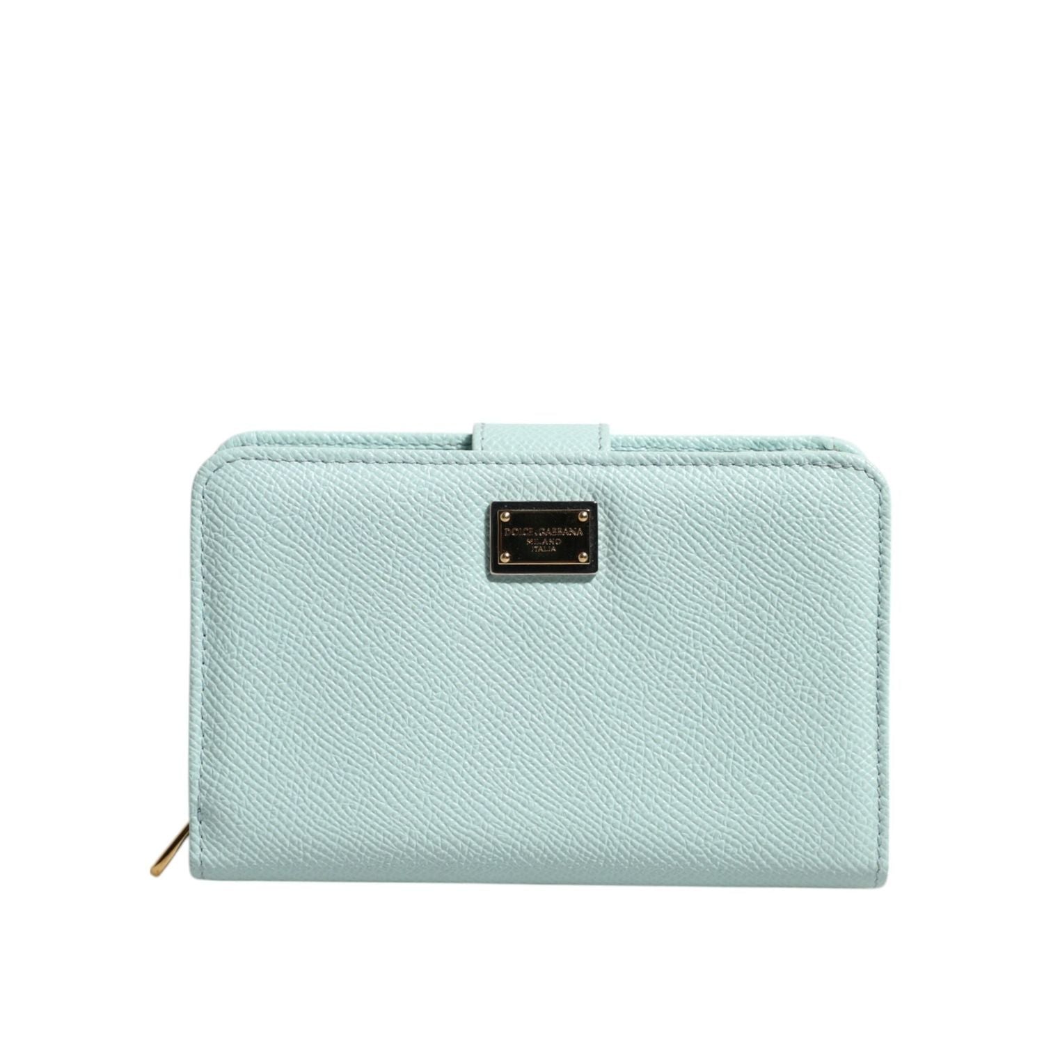 Dolce & Gabbana Mint Green Leather Bifold Continental Clutch Wallet