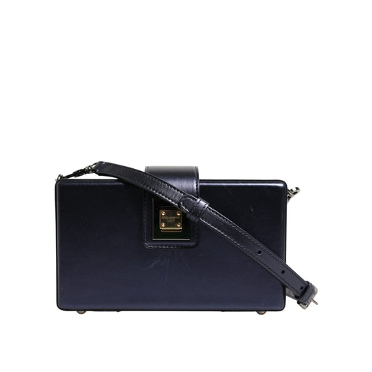 Dolce & Gabbana Blue DG BOX Lambskin Leather Crossbody Strap Bag