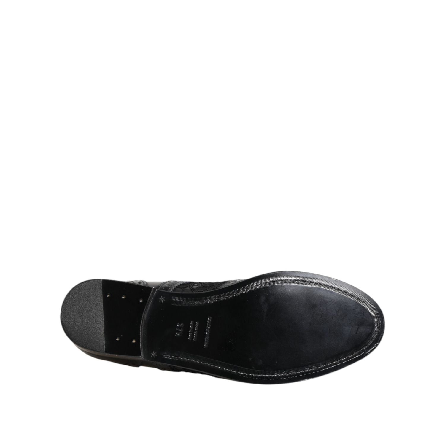 Dolce & Gabbana Black Leather Floral Lace Dress Formal  Shoes