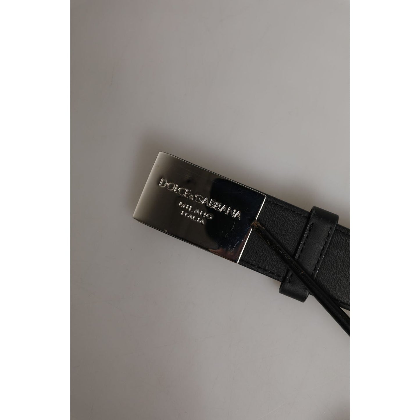 Dolce & Gabbana Black Leather Classic Metal Logo Buckle Belt