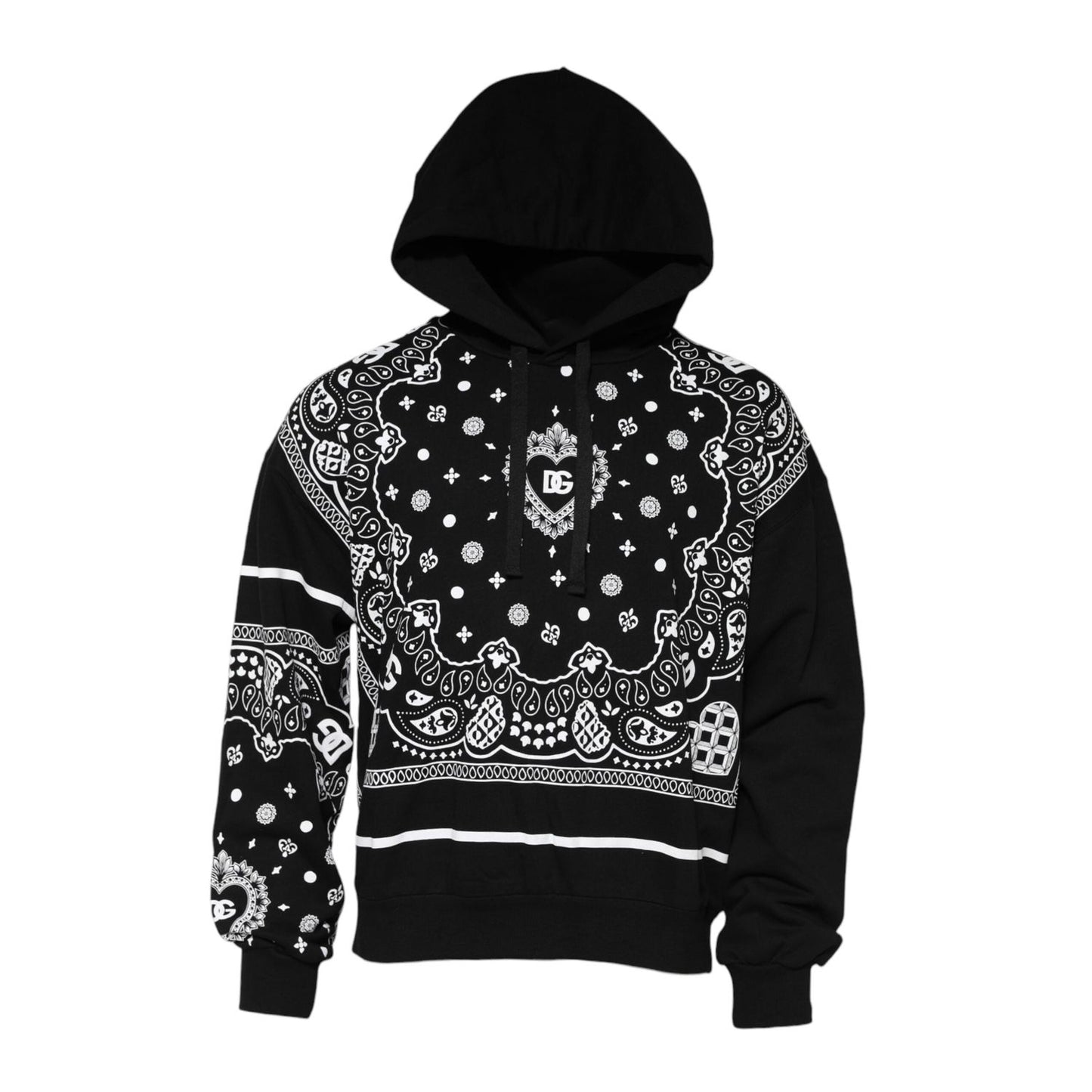 Dolce & Gabbana Black Bandana Hooded Men Sweatshirt Sweater