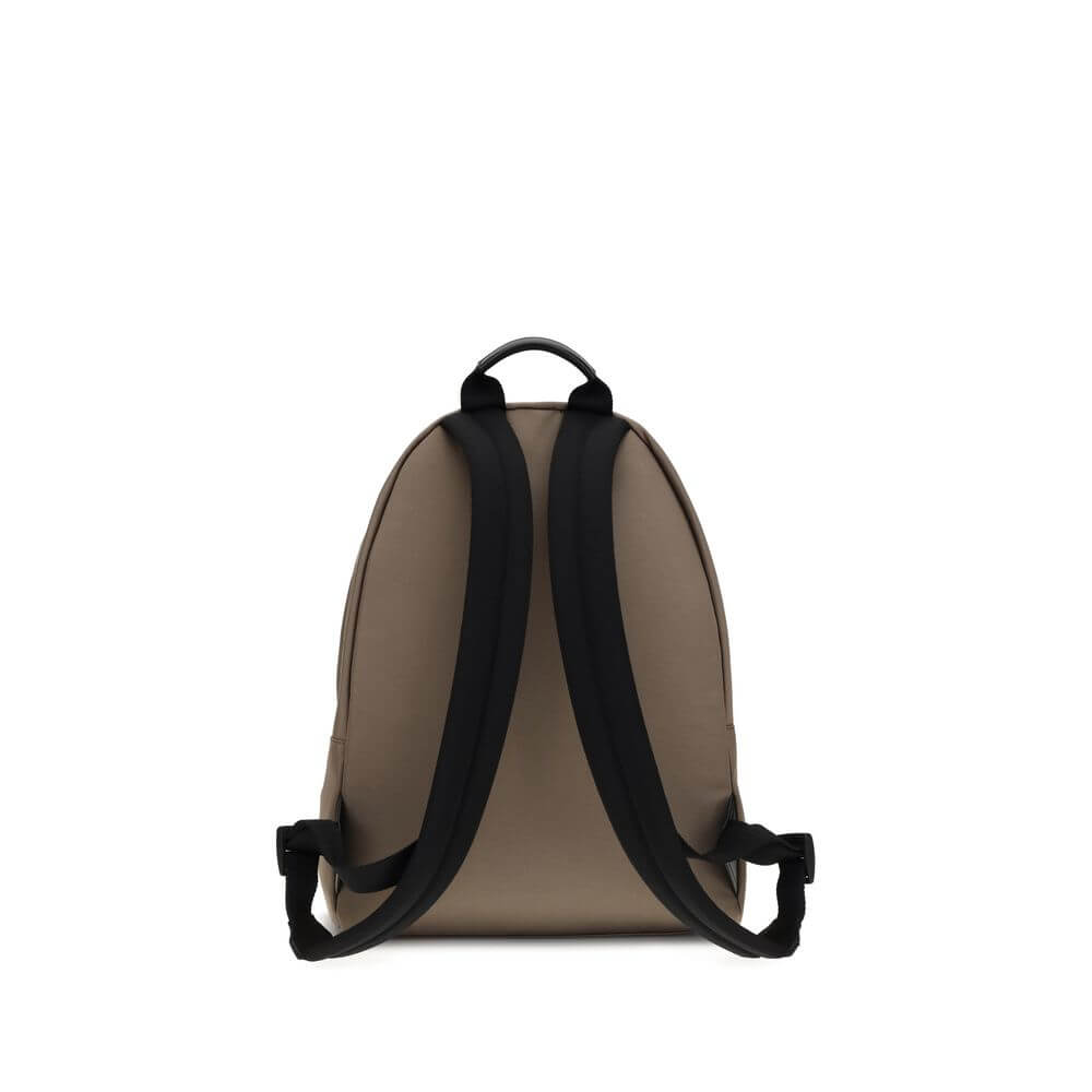 Back view of Givenchy Brown Polyamide Backpack with padded adjustable shoulder straps and leather pull tabs.