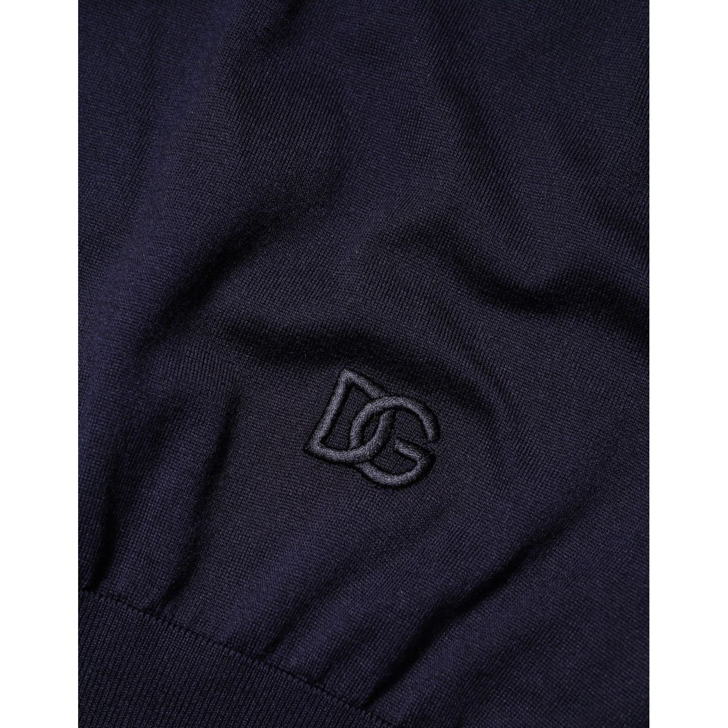 Dolce & Gabbana Dark Blue Silk Crew Neck Short Sleeves T-shirt