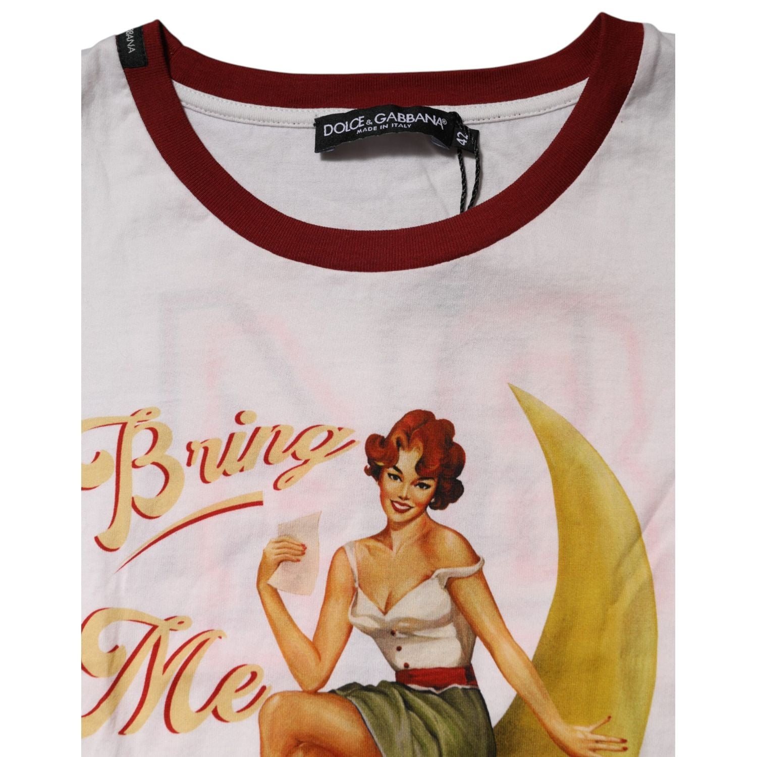 Dolce & Gabbana White Bring Me To The Moon Pin Up T-shirt Top