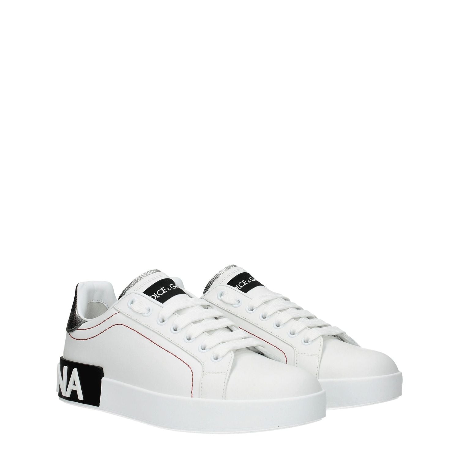 Dolce & Gabbana White Leather Low Top Sneakers