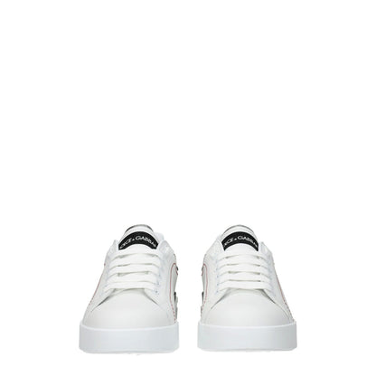 Dolce & Gabbana White Leather Low Top Sneakers
