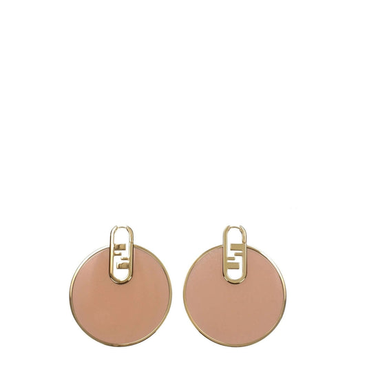 Fendi Pink Plexiglass Earrings with gold logo and hook closure, casual style, 6 cm length, made of metal and plexiglass.