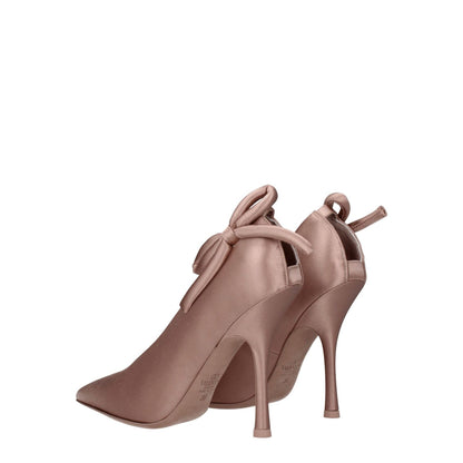 Valentino Garavani Pink Satin High Heel Pumps with pointy toe and side detail, featuring an 11 cm heel and leather sole.