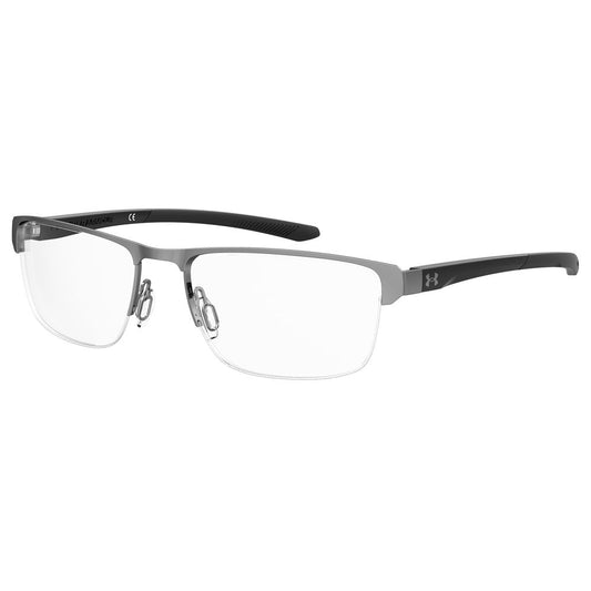 Under Armour Gray Metal Frames eyeglasses featuring sleek design and comfort fit, with 55/18/135 mm dimensions.