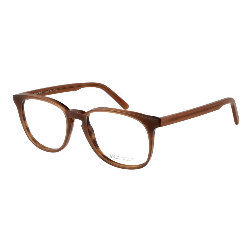 Andy Wolf Brown Unisex Glasses Frame - full-rim acetate with squared style, includes branded case, size 52-17-145.