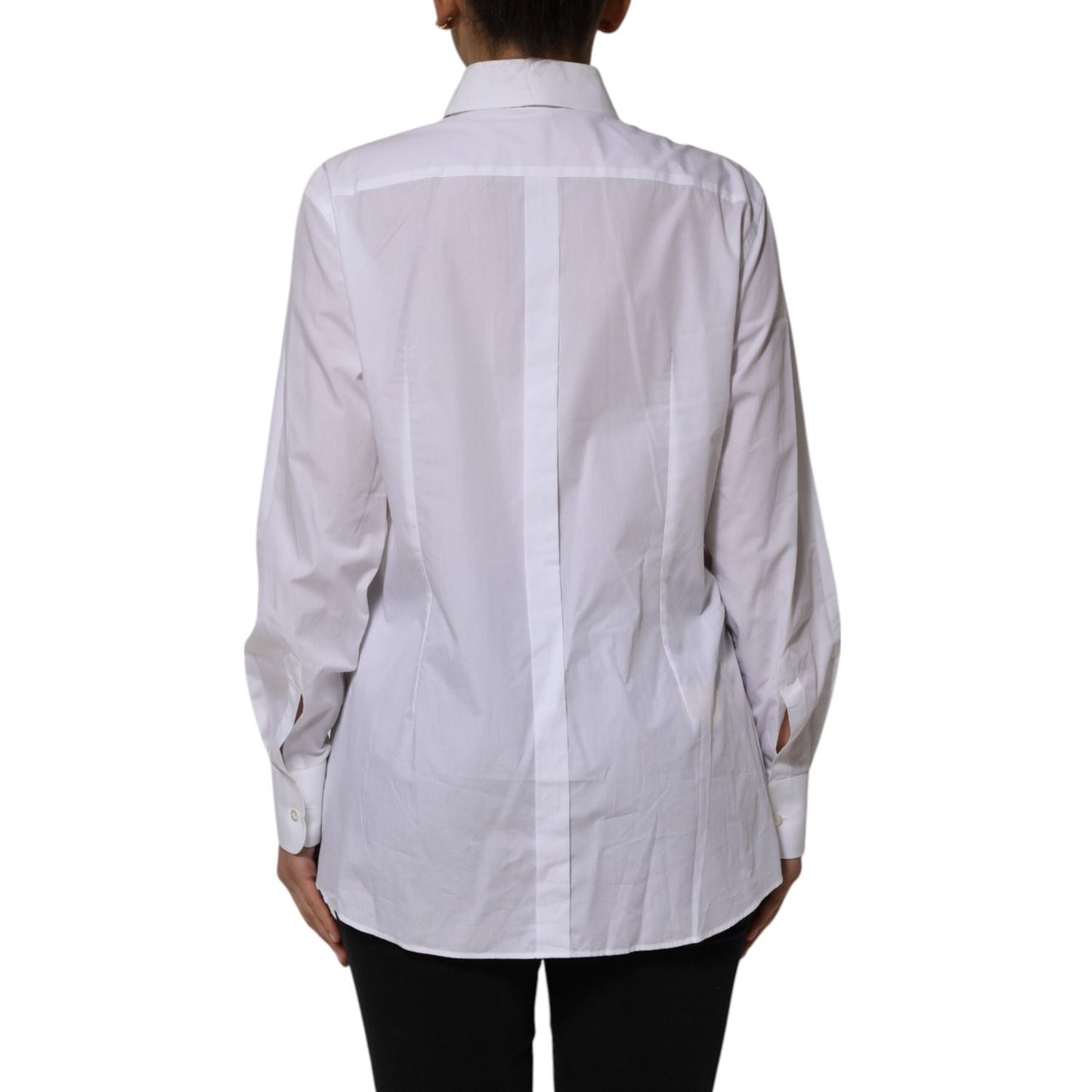 Dolce & Gabbana White Cotton Collared Long Sleeves Shirt Top
