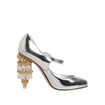 Dolce & Gabbana Silver Chandelier Sculpted Heel Mary Jane Pump Shoes