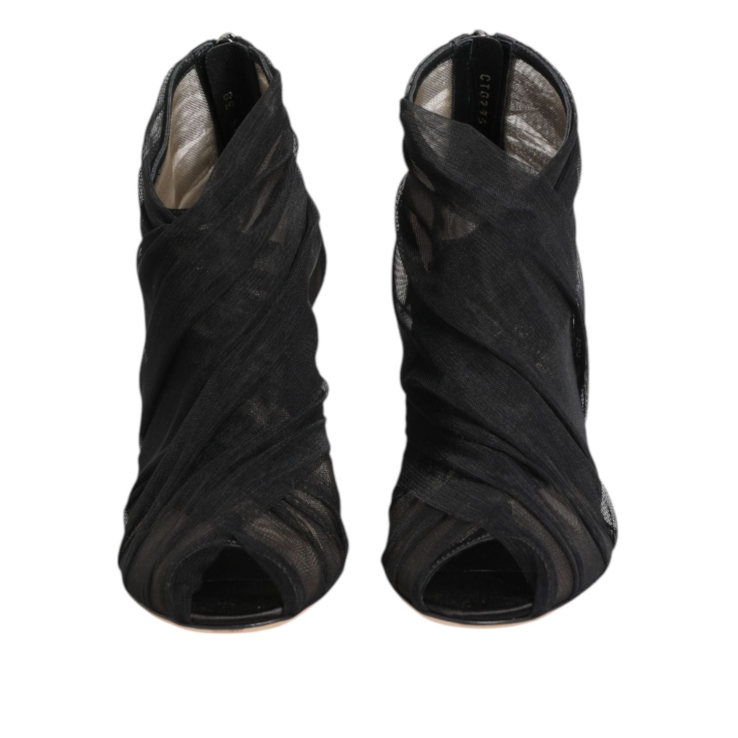 Dolce & Gabbana Black Mesh Stiletto Heels Ankle Boots Shoes