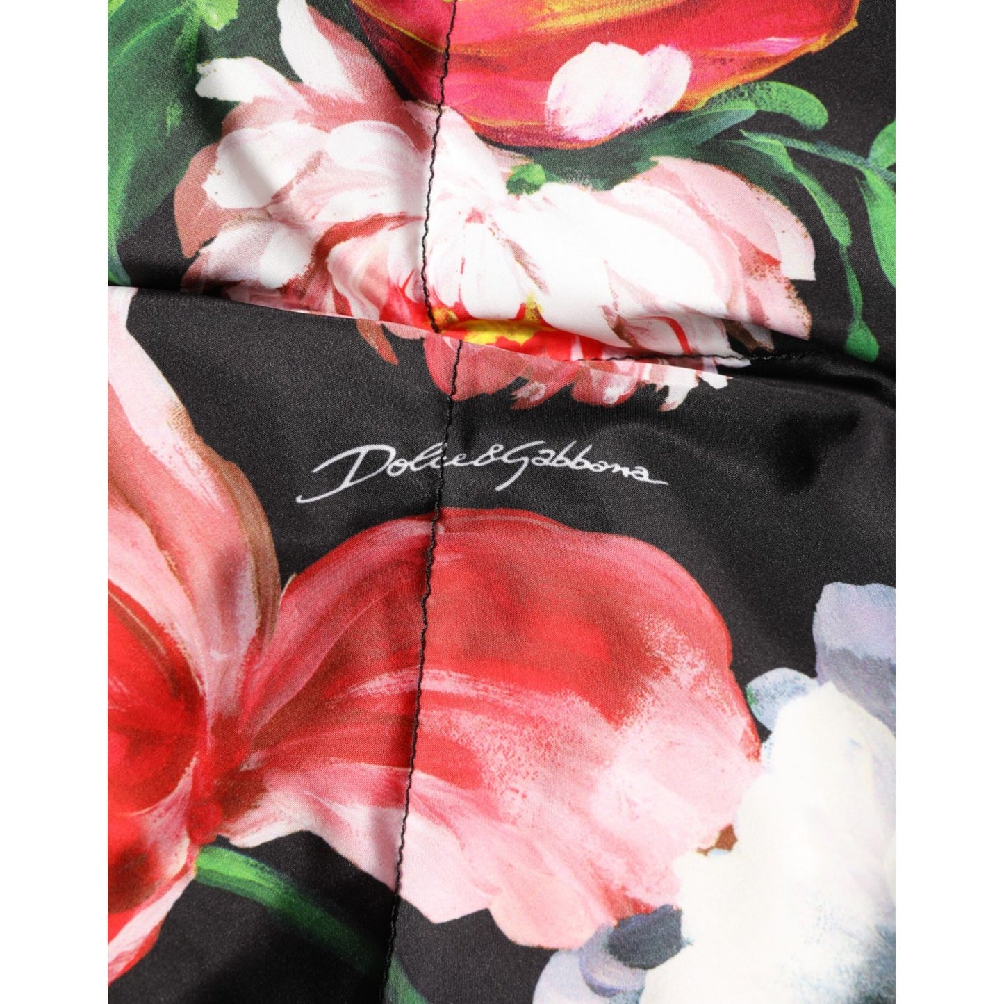 Dolce & Gabbana Multicolor Floral Hooded Puffer Coat Jacket