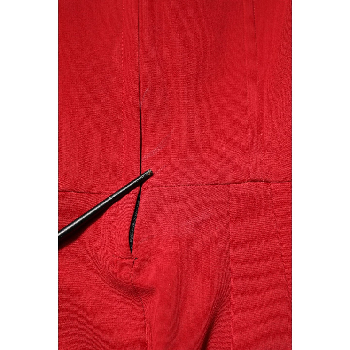 Dolce & Gabbana Red Viscose Stretch Slit Sheath Midi Dress