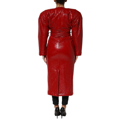 Dolce & Gabbana Red Wool Single Breasted Trench Coat Jacket