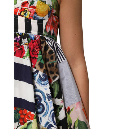Dolce & Gabbana Multicolor Patchwork Cotton AlineMini Dress