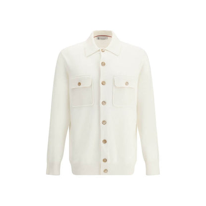 Brunello Cucinelli White Cashmere Cardigan