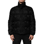 Dolce & Gabbana Black Jacquard Quilted Puffer Bomber Jacket