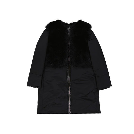 Add Black Polyester Coat