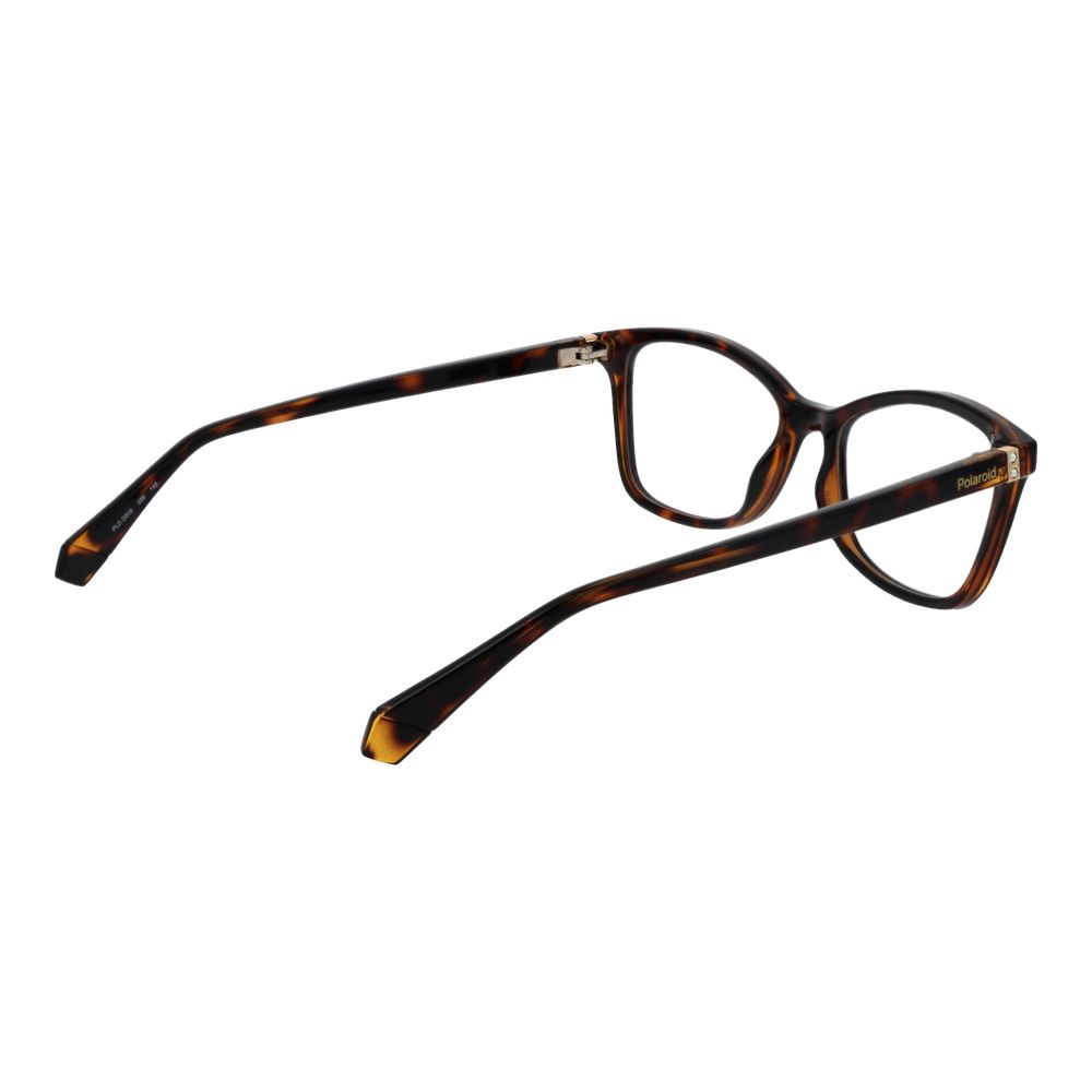 Polaroid Brown Women Glasses Frame with full-rim polyamide design and rectangle style, 53-17-145 size, demo plastic lenses.