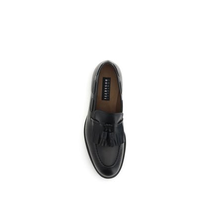 Fratelli Rossetti Black Calf Leather Bos Taurus Slip-On Loafers