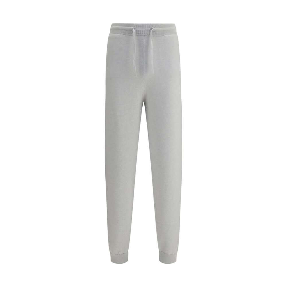 Kiton Gray Elastane Casual Pants featuring cashmere blend, elasticized waistband, side welt pockets, ideal for luxury comfort.
