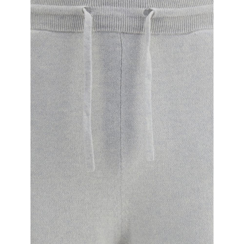 Close-up of Kiton Gray Elastane Casual Pants featuring an elasticized drawstring waistband, showcasing luxury cashmere blend and Italian craftsmanship.