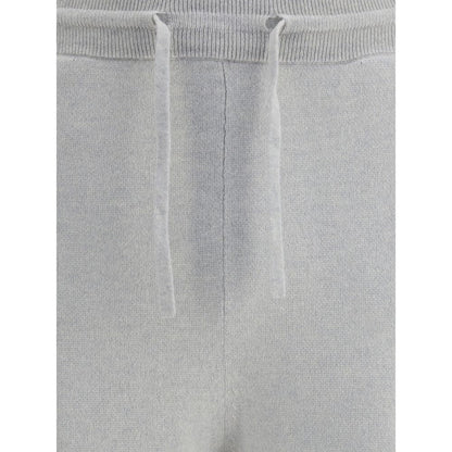 Close-up of Kiton Gray Elastane Casual Pants featuring an elasticized drawstring waistband, showcasing luxury cashmere blend and Italian craftsmanship.