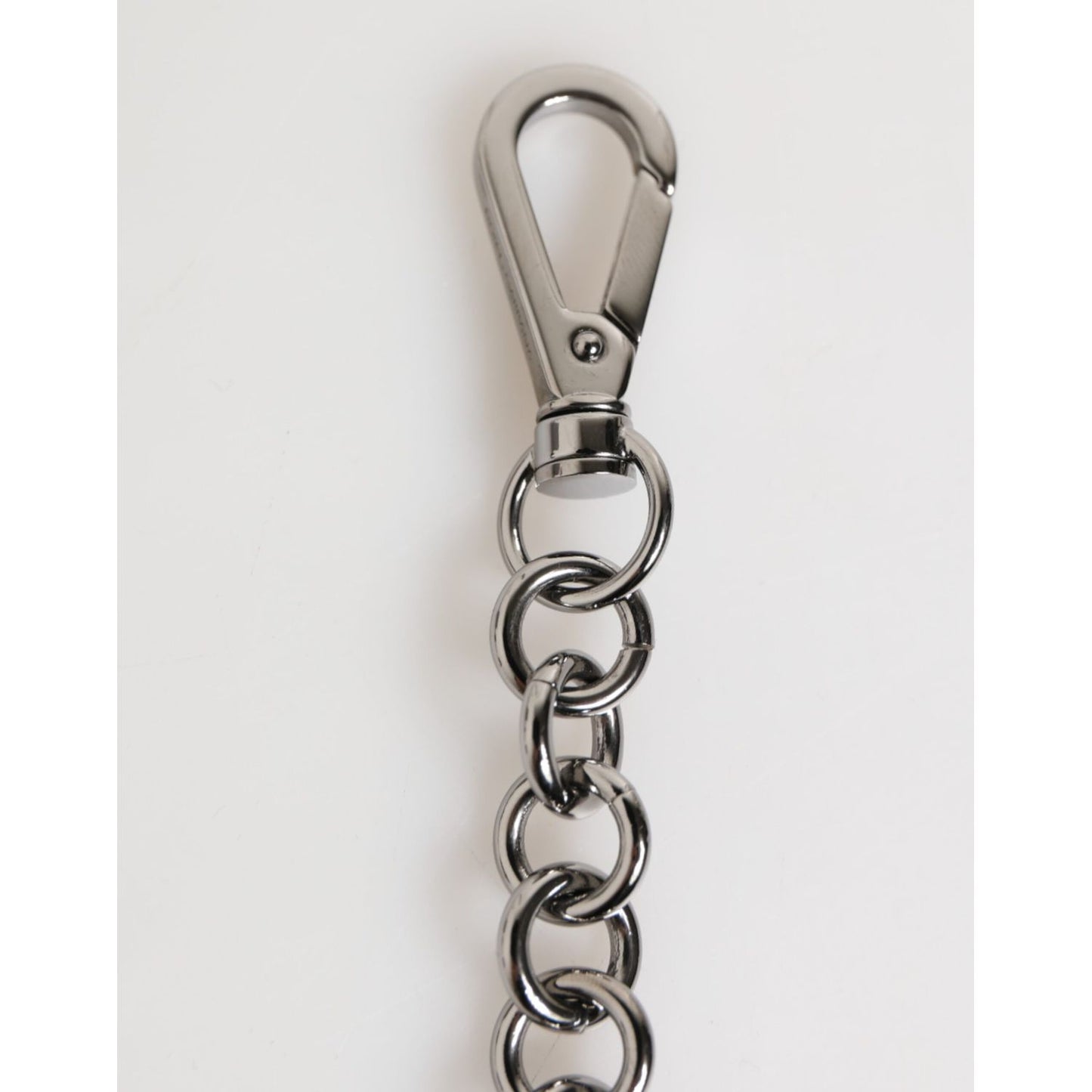Dolce & Gabbana Black White DG Rubber Logo Silver Men Keychain Keyring