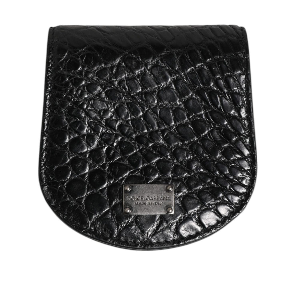 Dolce & Gabbana Black Exotic Skin Coin Condom Case Holder Pocket Wallet