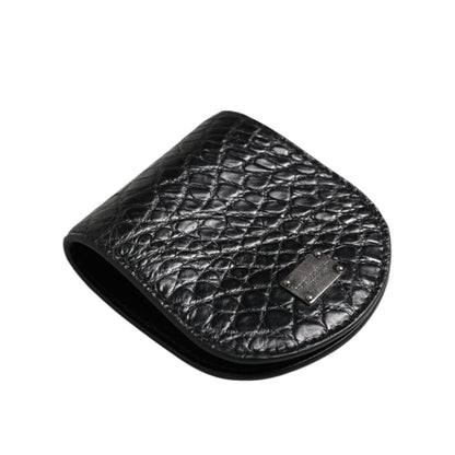 Dolce & Gabbana Black Exotic Skin Coin Condom Case Holder Pocket Wallet