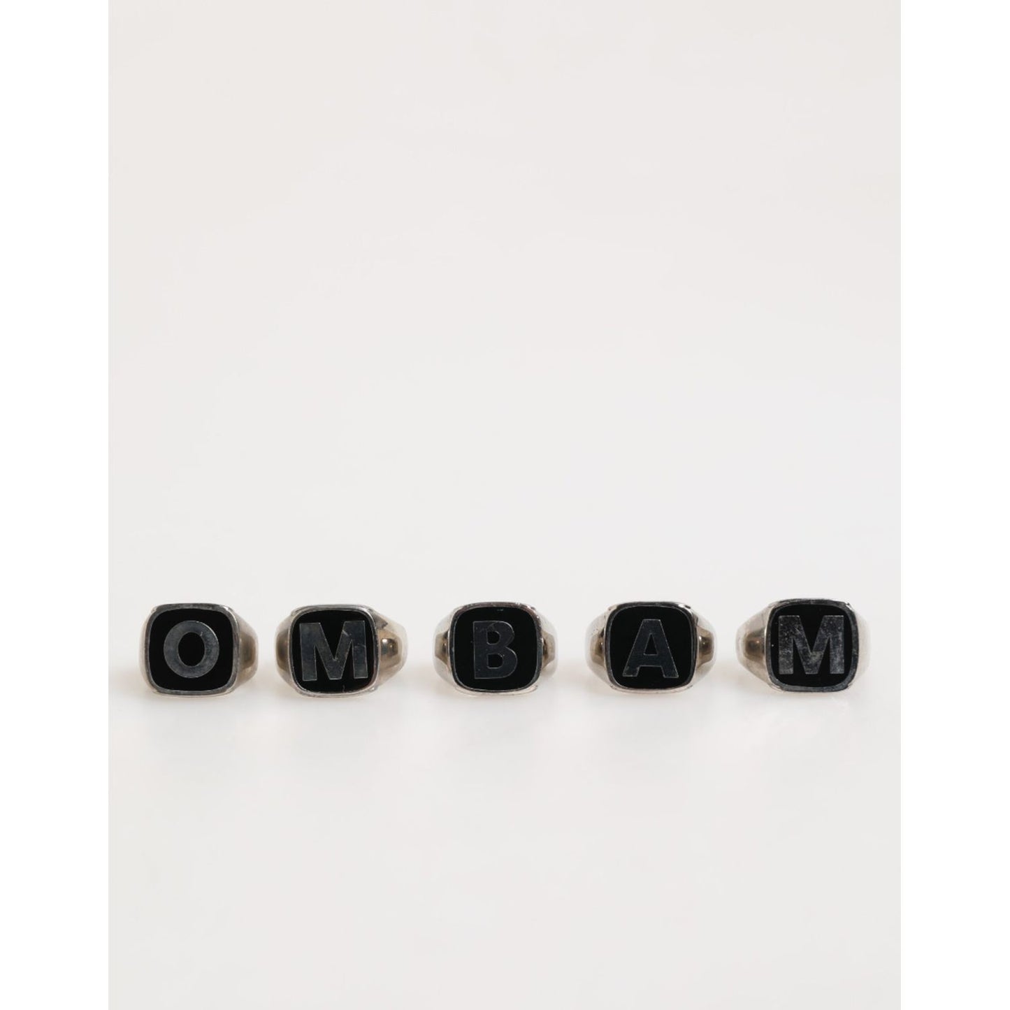 Dolce & Gabbana Silver Tone Brass Lettering Set 5 Pieces Adjustable Ring