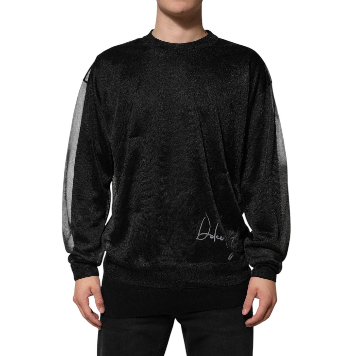 Dolce & Gabbana Black Polyester Pullover Sweatshirt Sweater