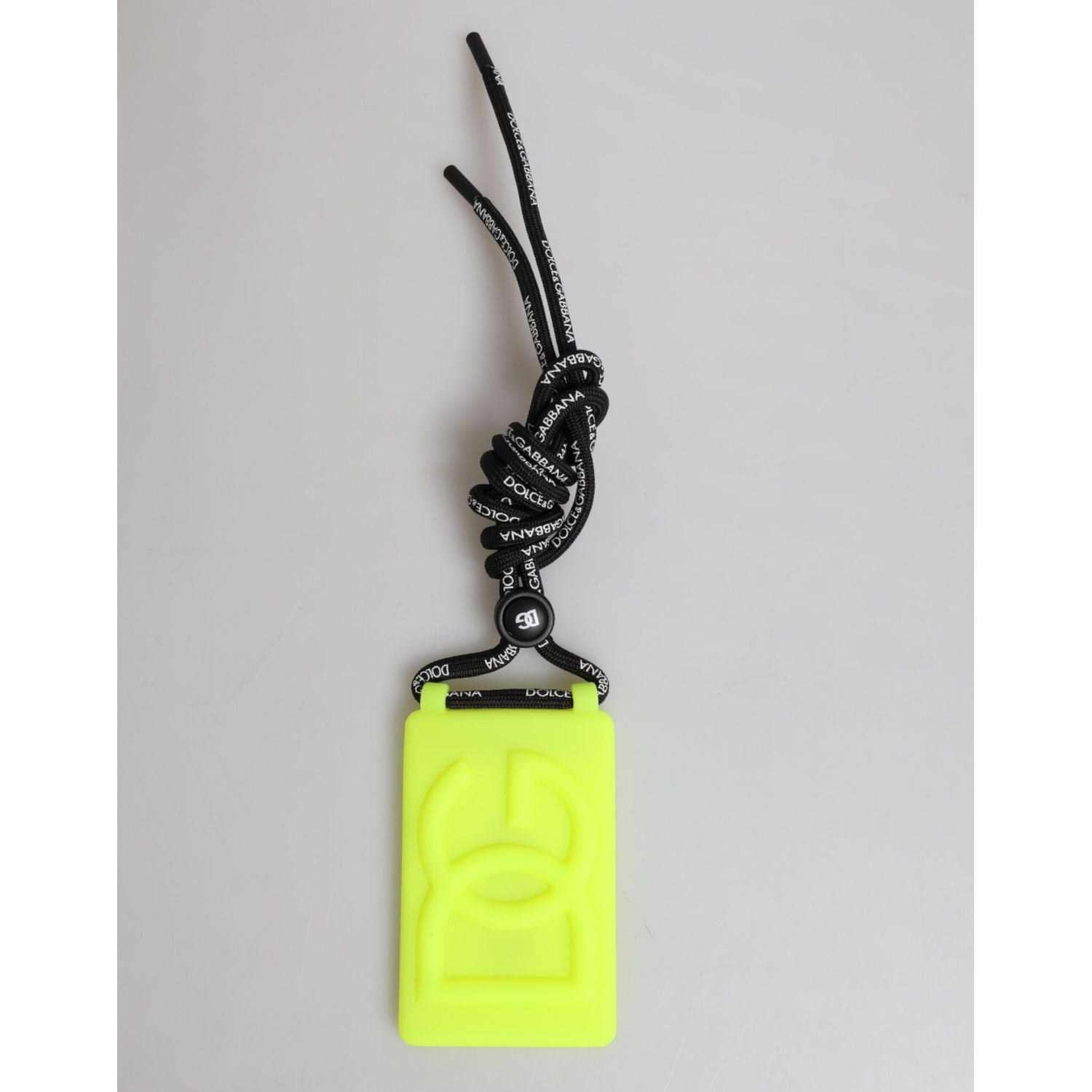 Dolce & Gabbana Yellow Green Rubber DG Embossed Adjustable Badge Holder