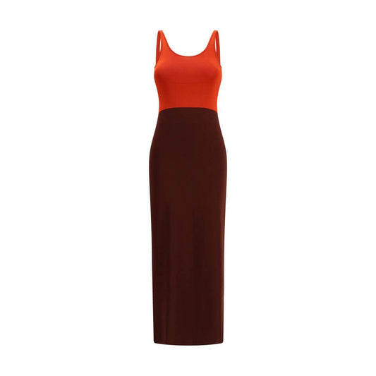 Fendi Multicolor Viscose Casual Dress with fitted silhouette, sleeveless design, color-block pattern, round neckline.