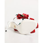 Dolce & Gabbana White Red Floral Detailing Sandals Shoes