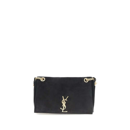 Saint Laurent Black Calf Leather Bos Taurus Shoulder Bag with monogram and chain strap