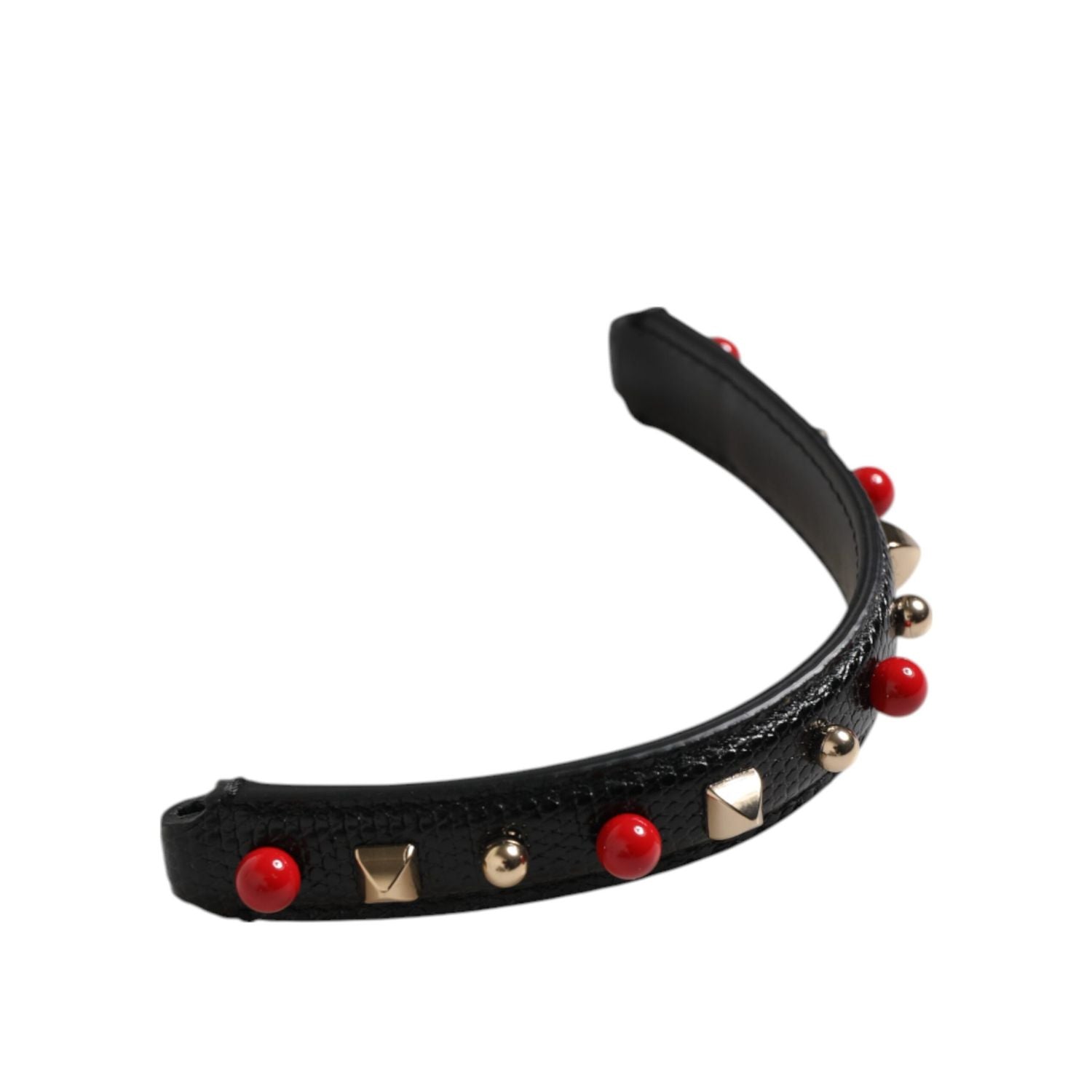 Dolce & Gabbana Black Embellished Leather Bag Handle Women Shoulder Strap