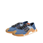 Dolce & Gabbana Blue Lace Up Low Top NS1 Sneakers Shoes in cotton denim with rubber sole.