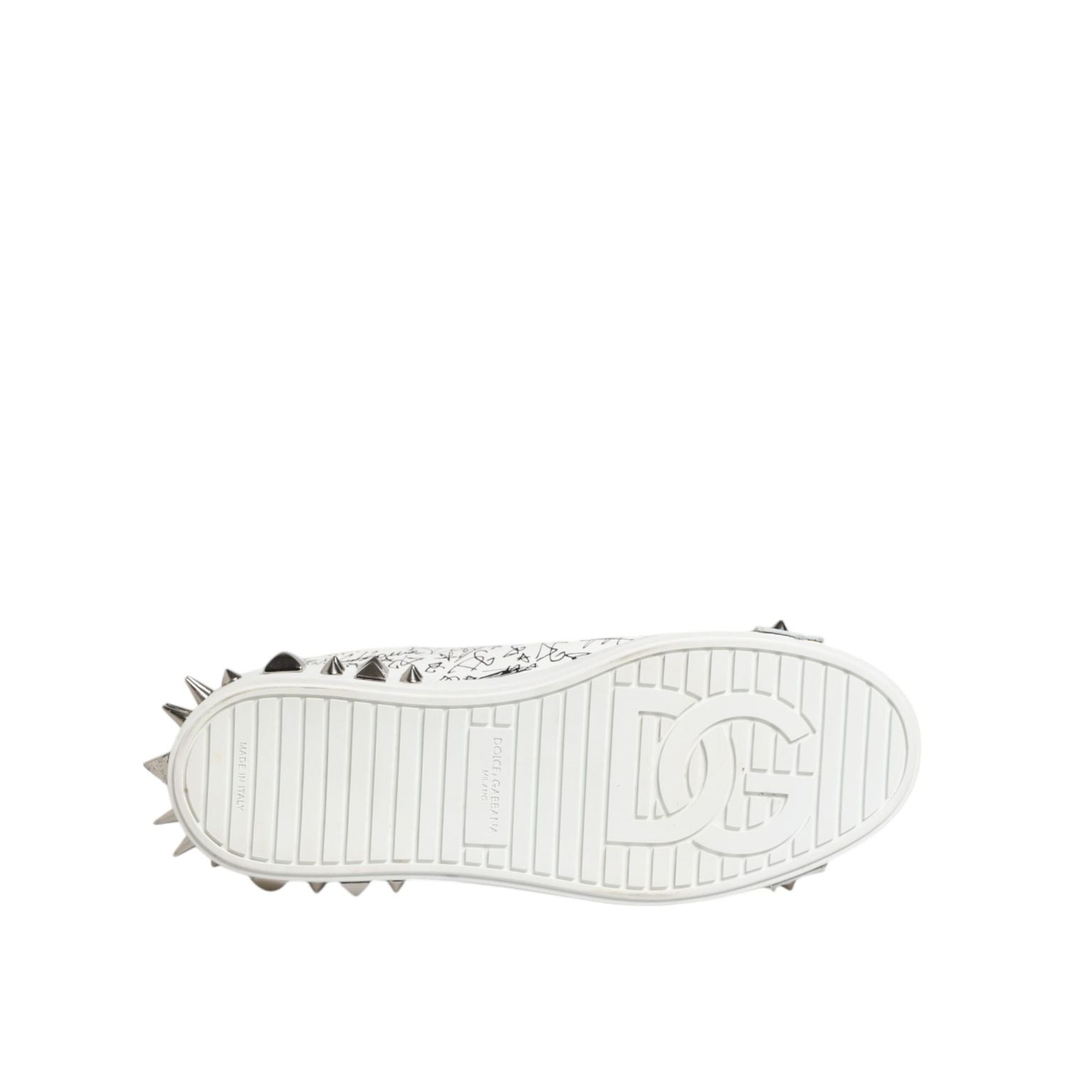 Dolce & Gabbana White Portofino Studded Men Sneakers Shoes