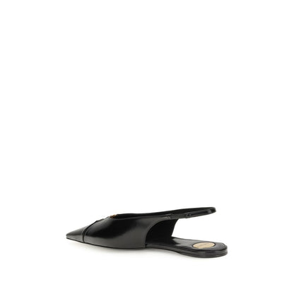 Saint Laurent Black Calf Leather Bos Taurus Ballet Flats